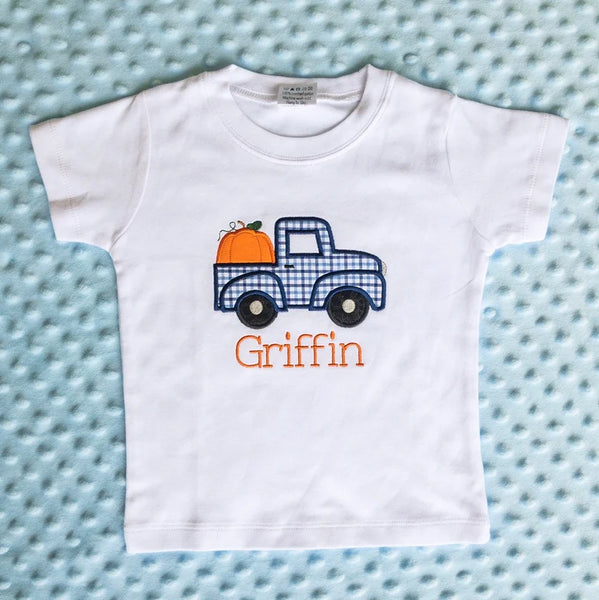 Boys Personalized Pumpkin Truck Shirt